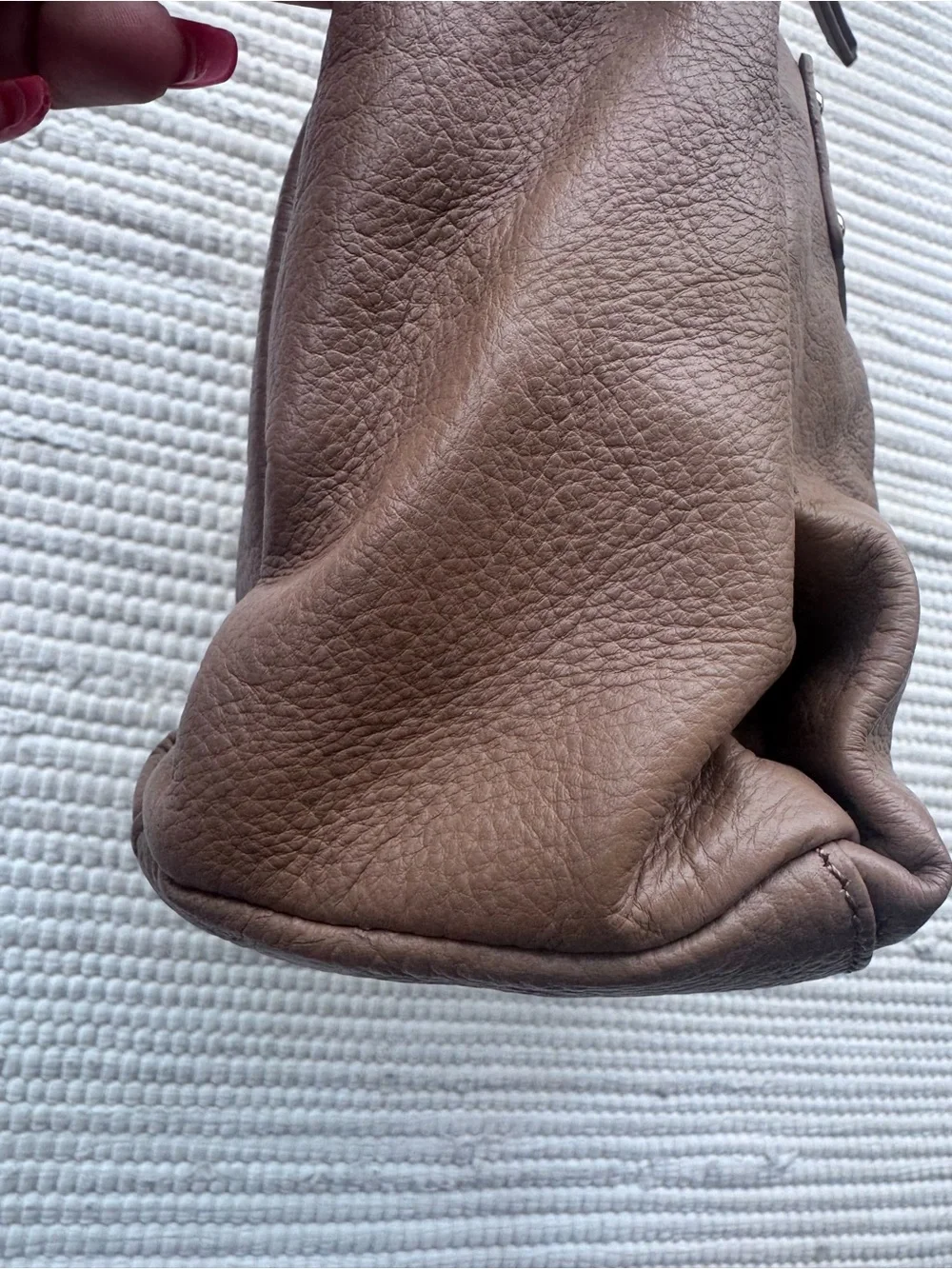 Sondra Roberts Genuine Leather Taupe Hobo Shoulder Bag Slouchy Minimalist